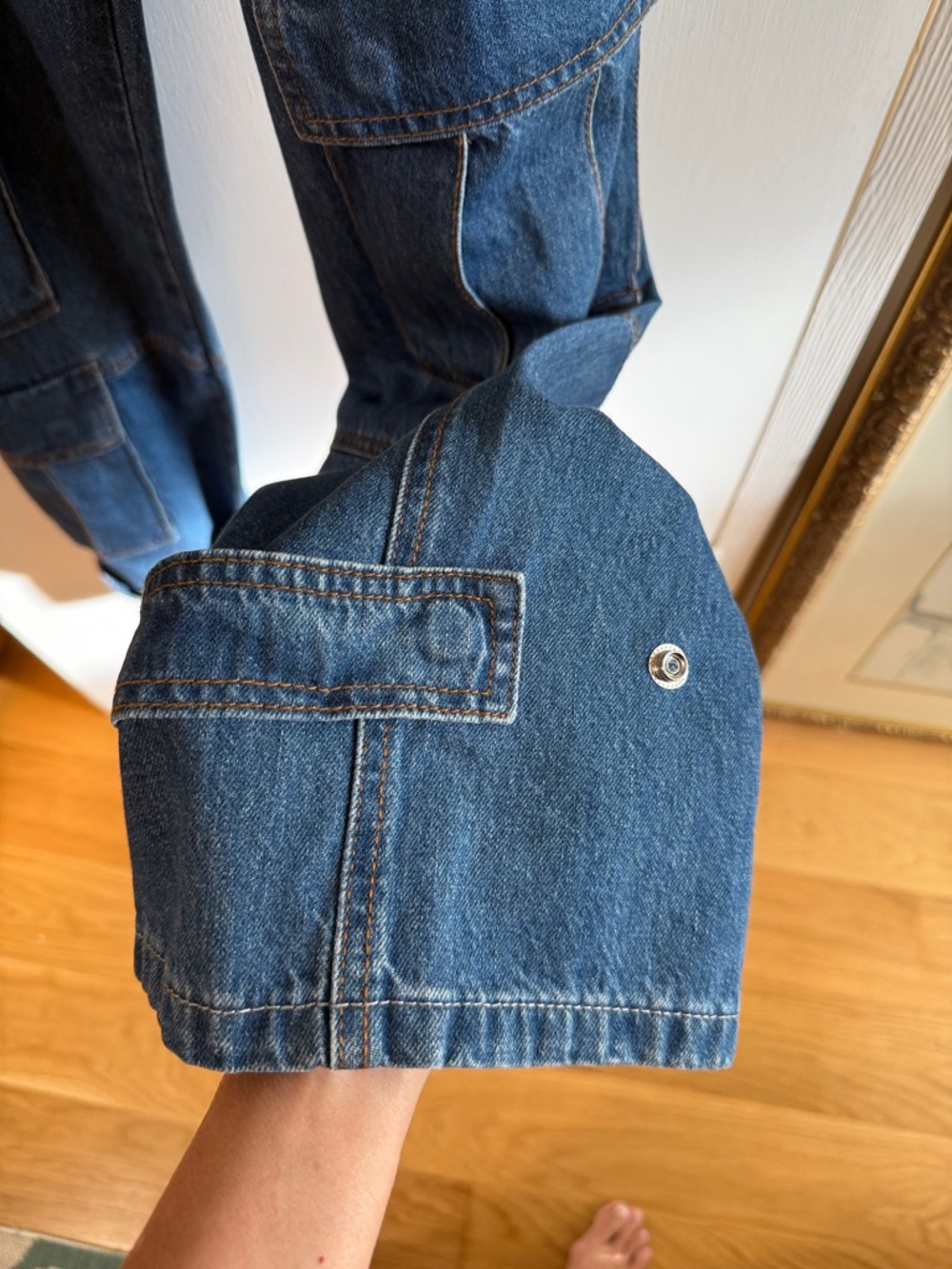 Torn by Ronny Kobo Dark Blue Denim Jeans with Gold Stitching - Picture 4 of 9